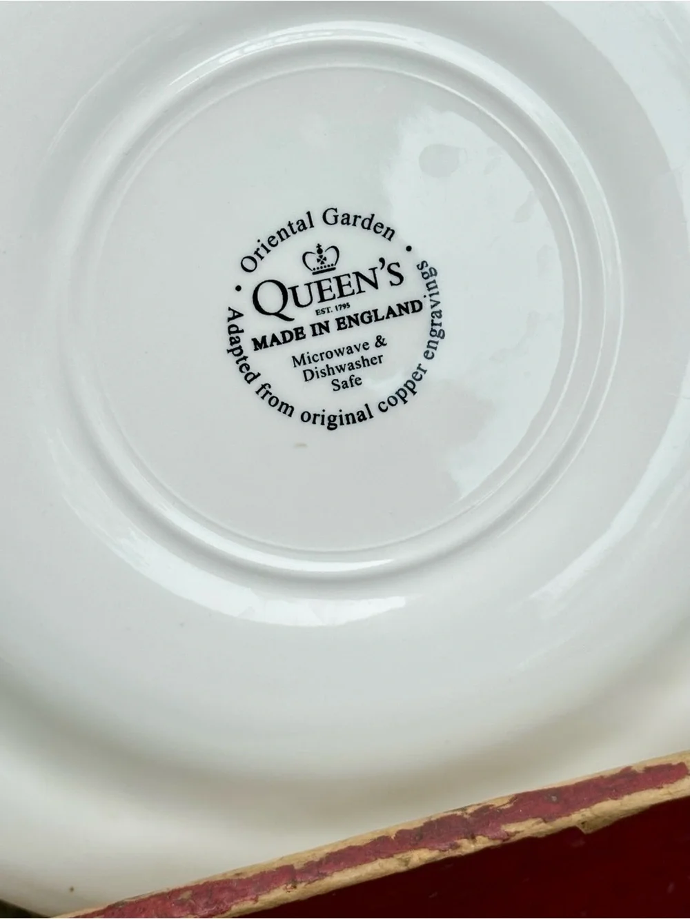 Queens Oriental Garden 10 inch Dinner Plate Blue White Transferware England